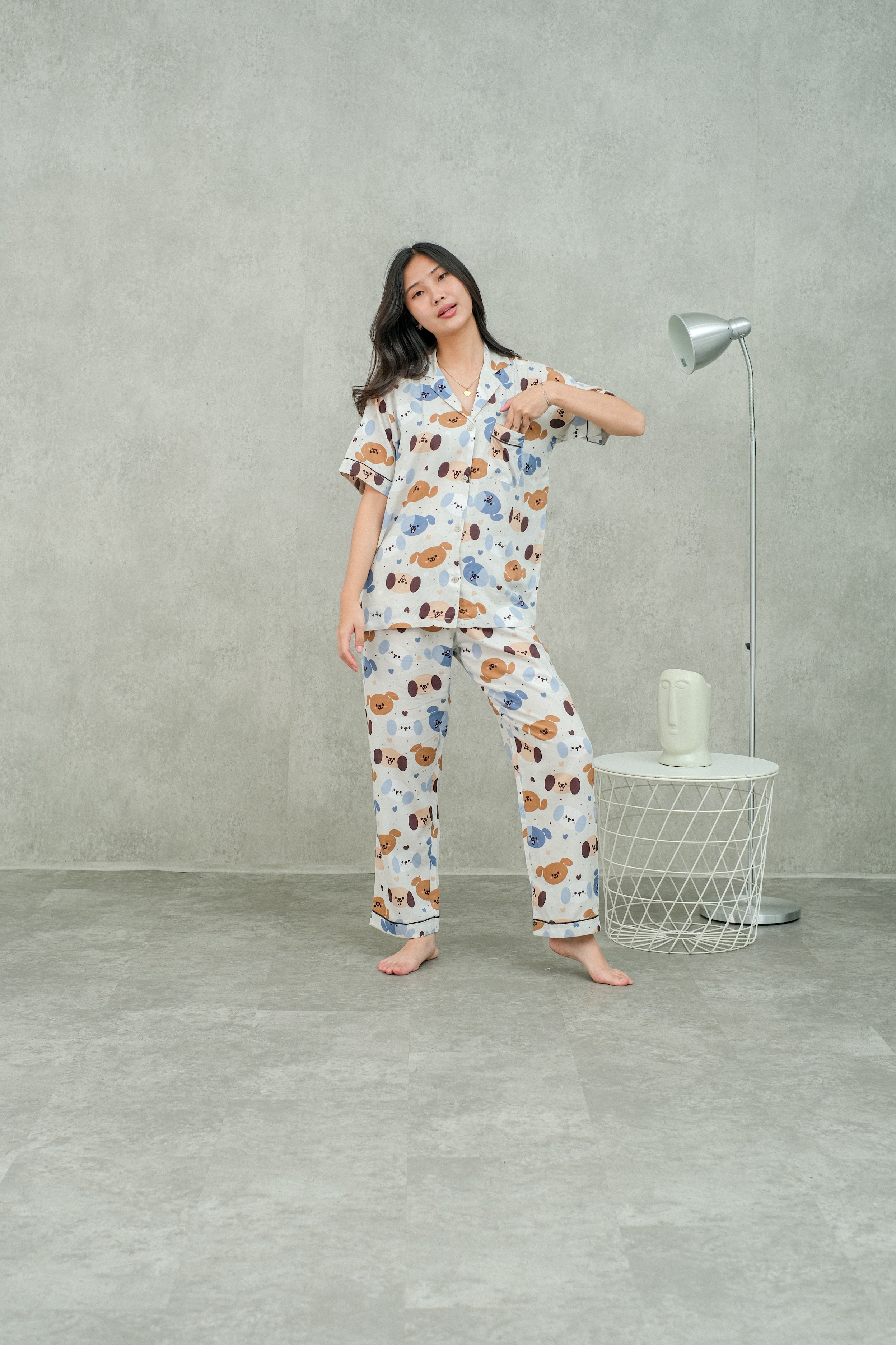 Women Milo Viscose Rayon Short Sleeves and Long Pajamas Set