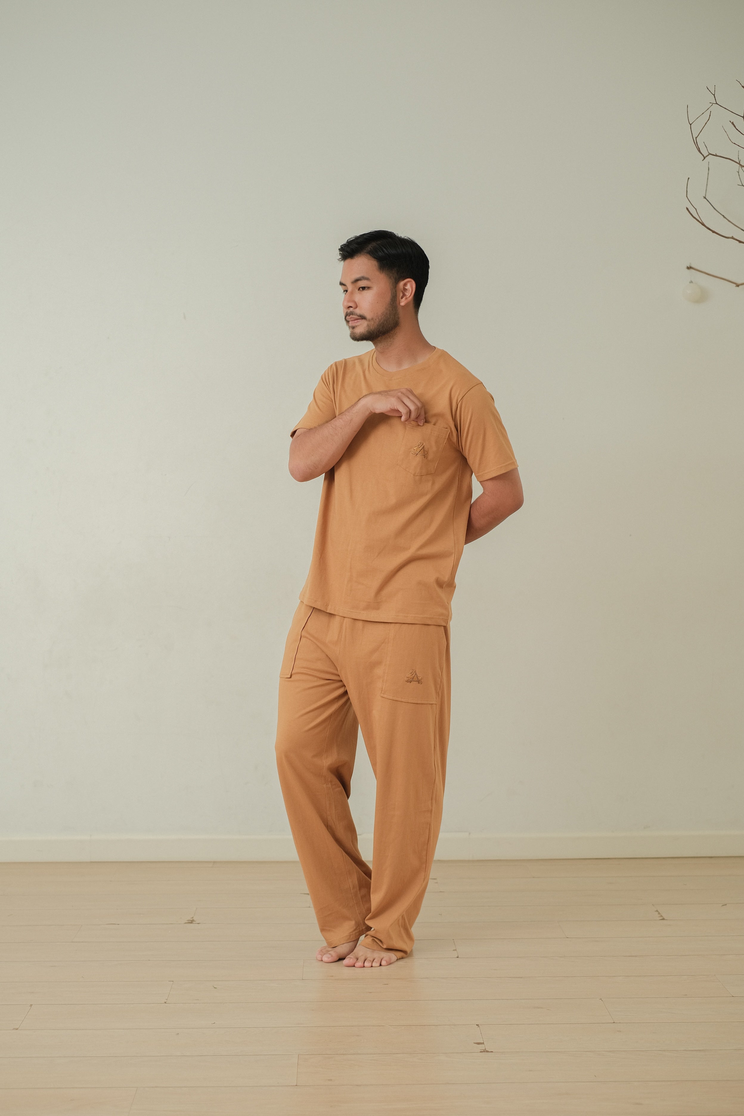 Men Coco Caramel Cotton Long or Short Pajamas Set