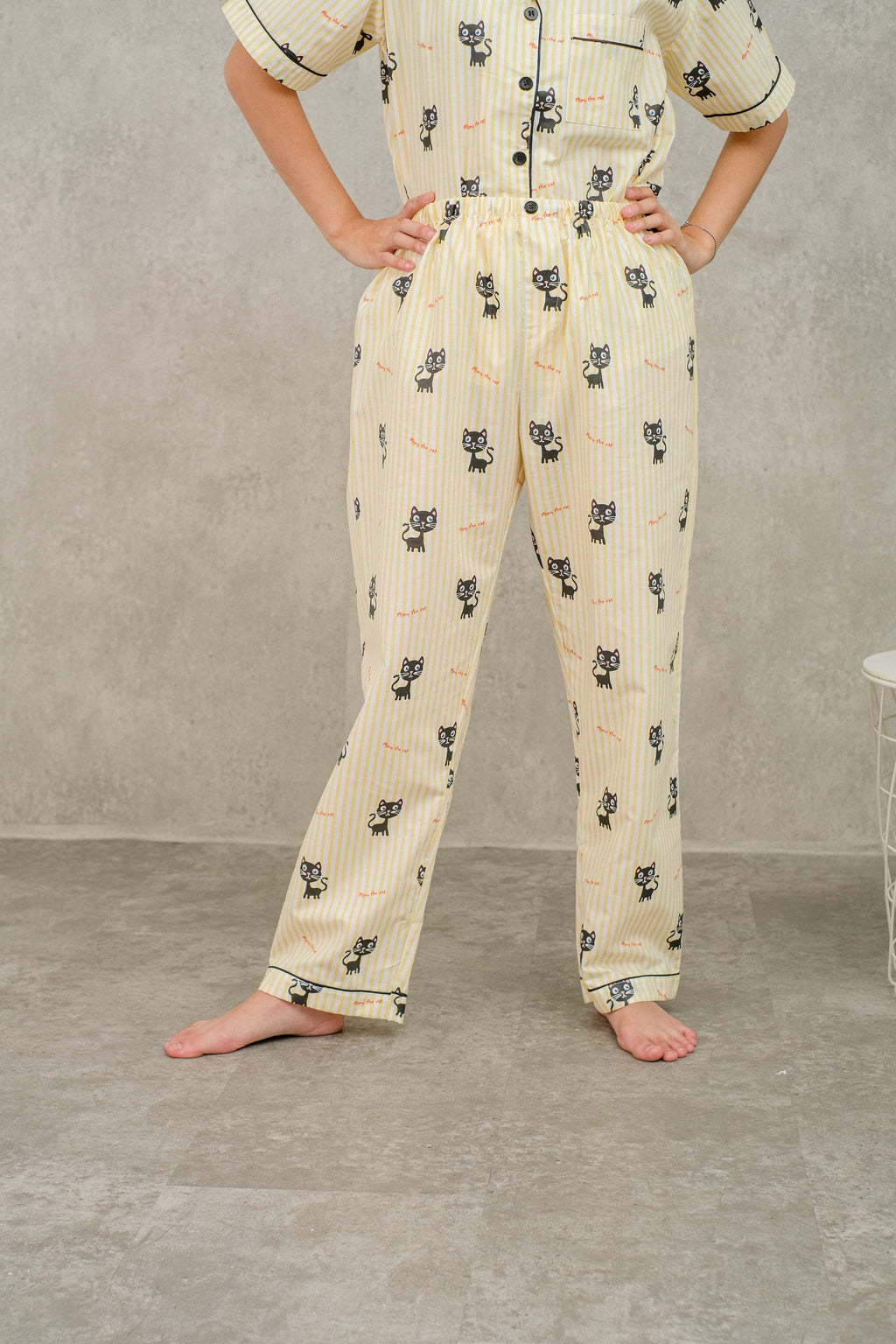 Women Catty Cotton Short or Long Pants Pajamas Set