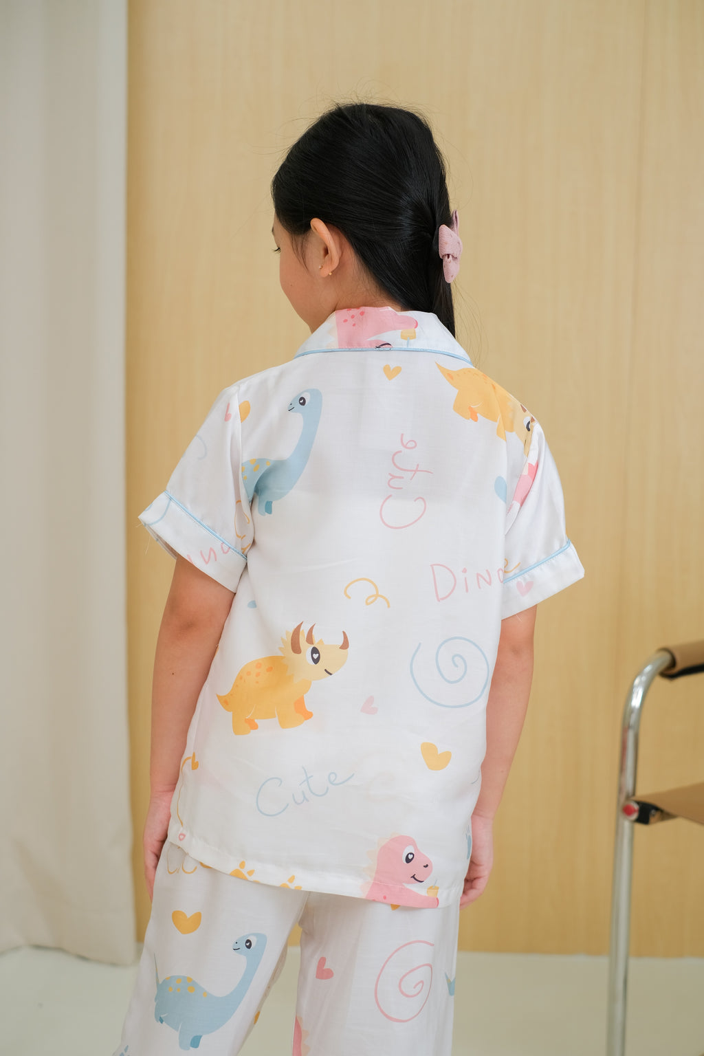 Baby Dino Organic Silk Short Sleeve Pajamas Set for Kids