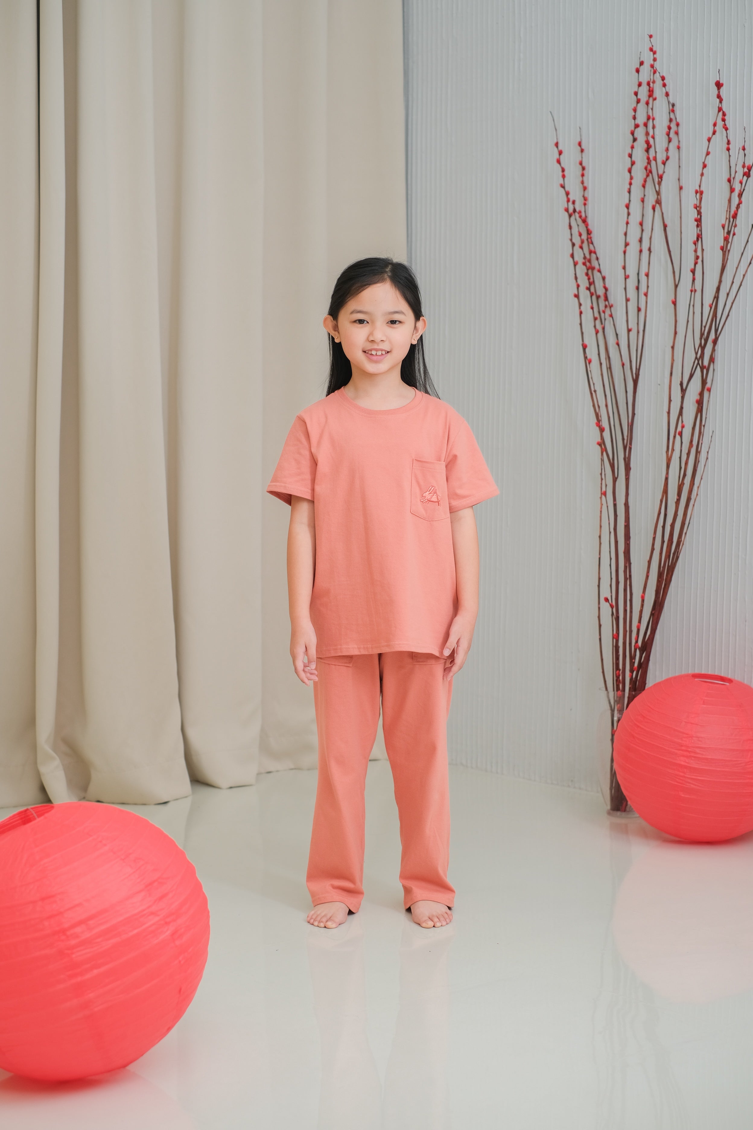 Coco Terracotta Cotton Short Pajamas Set for Kids