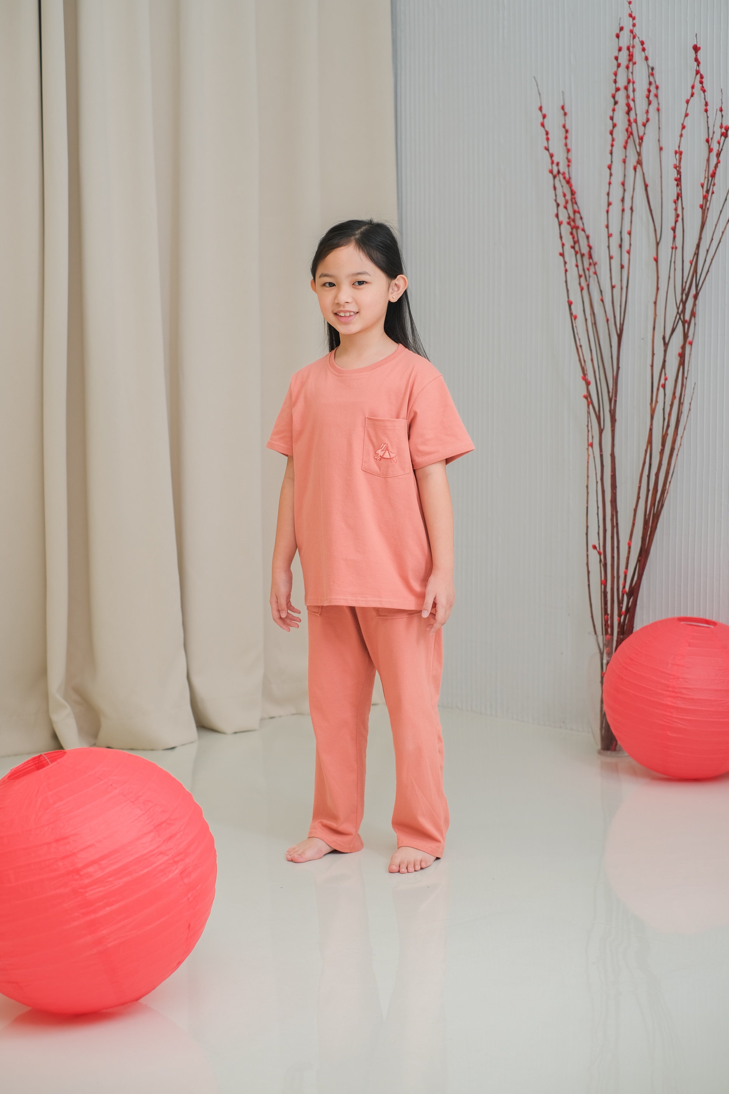 Coco Terracotta Cotton Short Pajamas Set for Kids