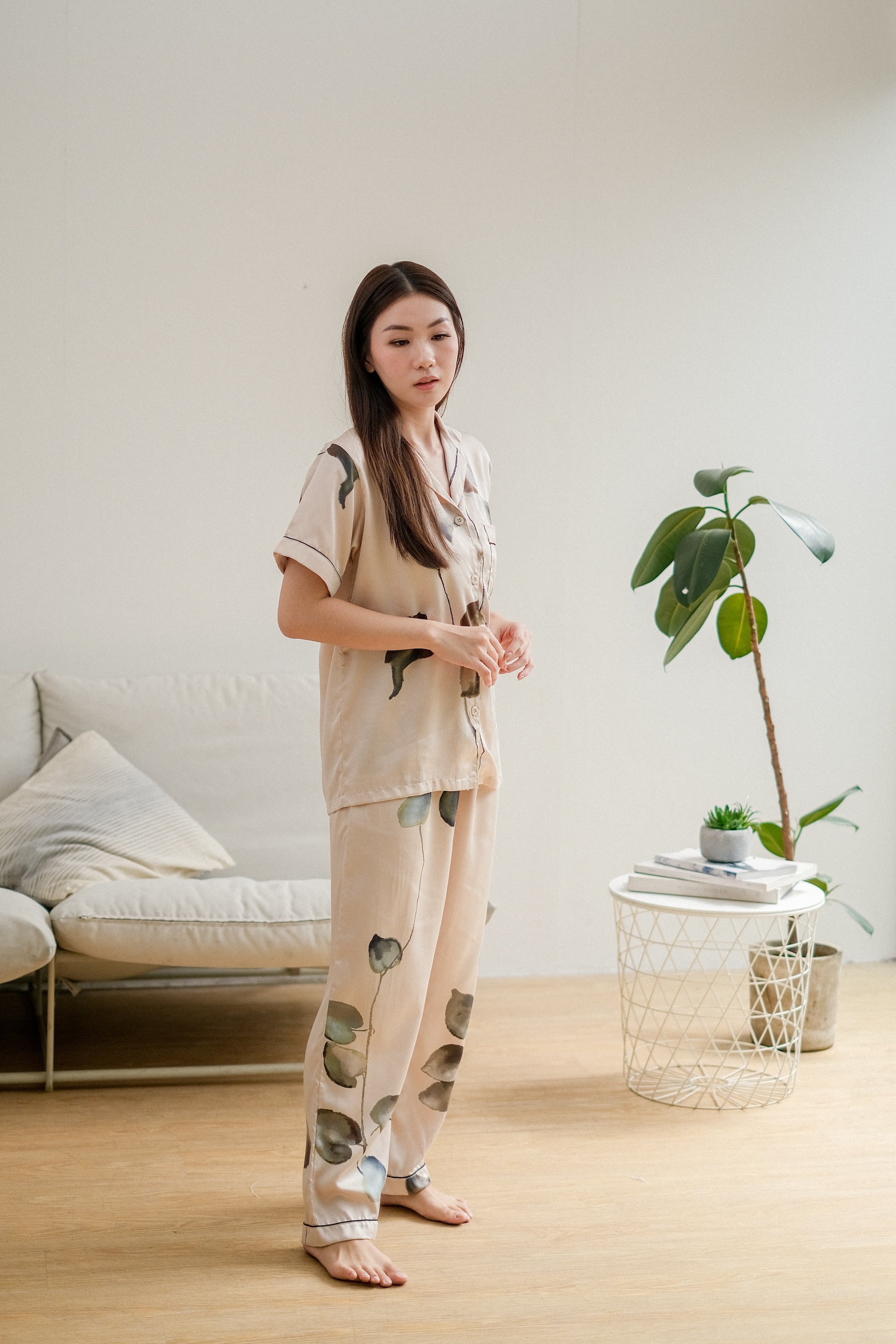 Fleur Organic Silk Long Pajamas Set