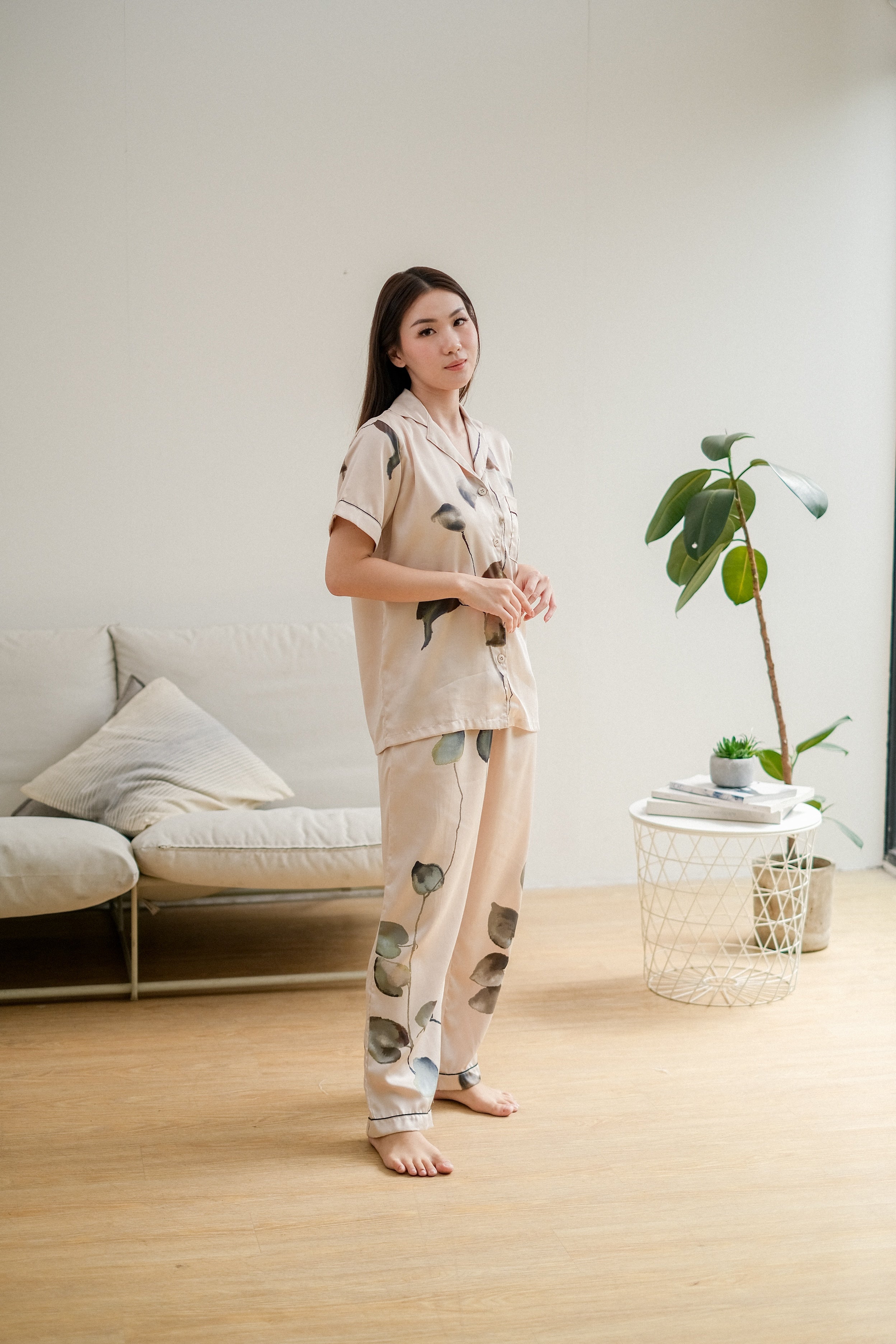Fleur Organic Silk Long Pajamas Set