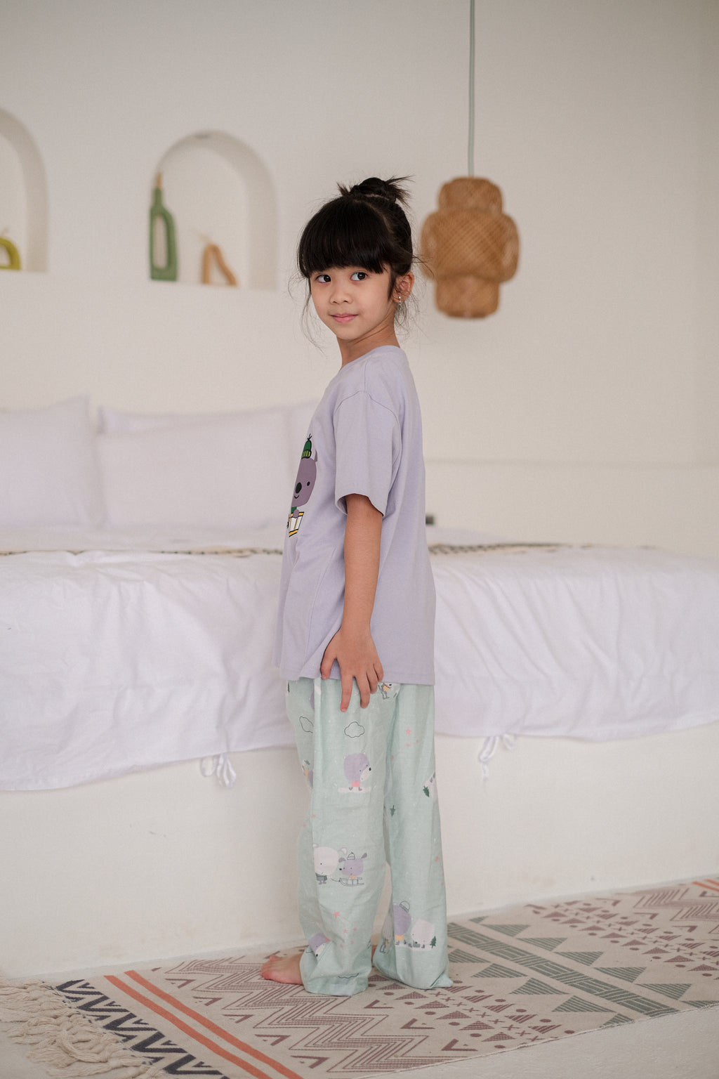 Snowy Dog Cotton Short or Long Pajamas Set for Kids