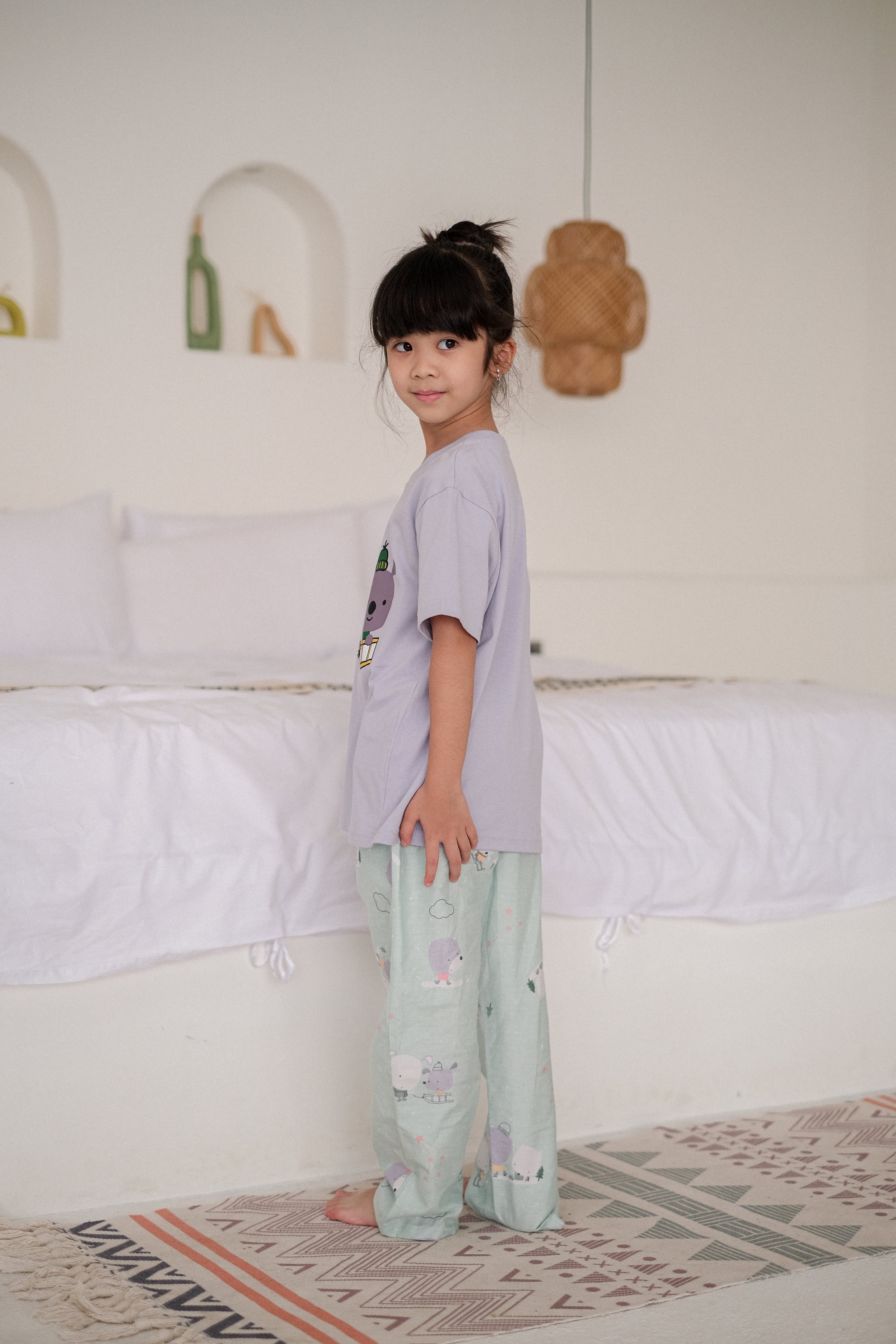 Snowy Dog Cotton Short or Long Pajamas Set for Kids
