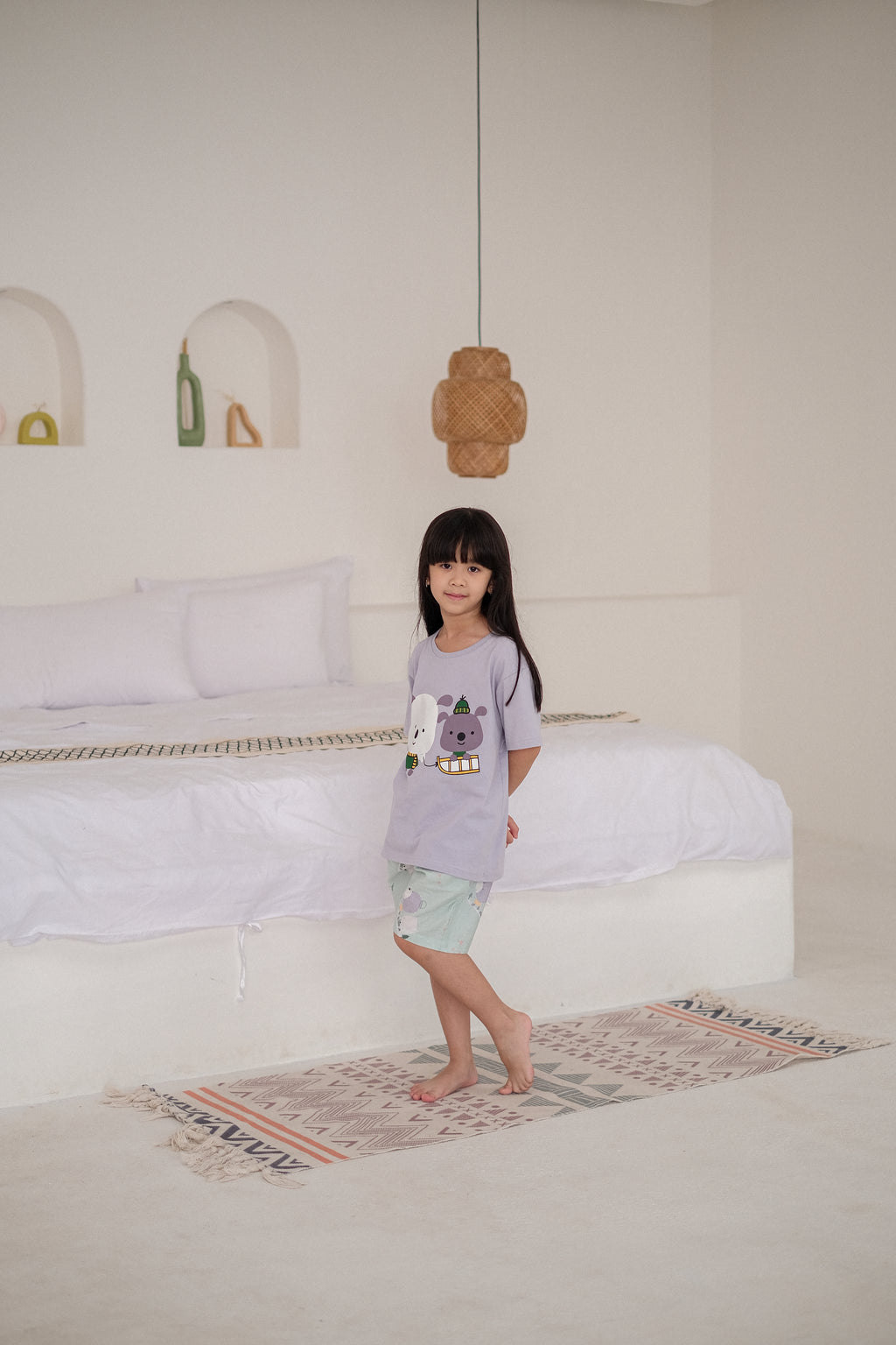 Snowy Dog Cotton Short or Long Pajamas Set for Kids