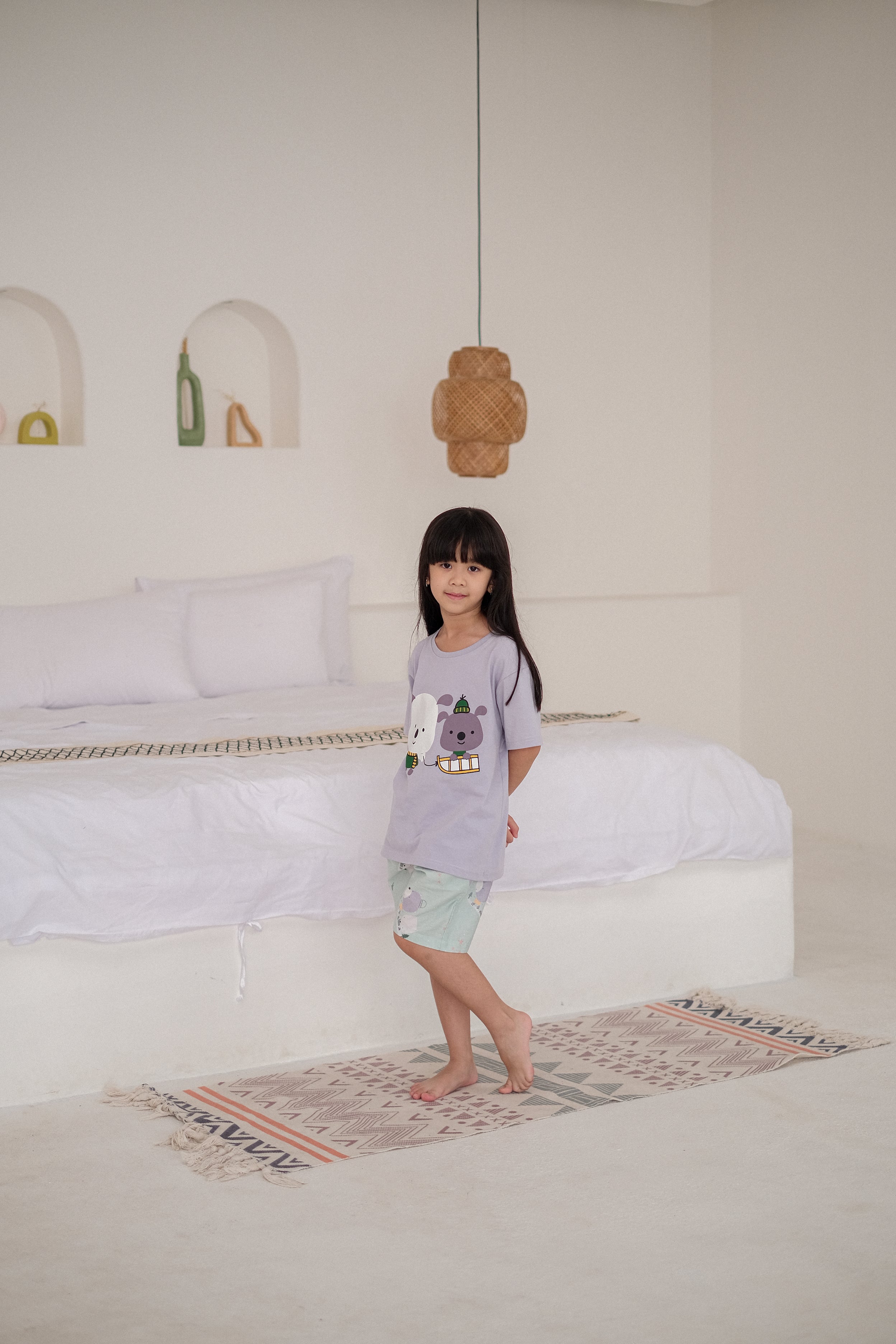 Snowy Dog Cotton Short or Long Pajamas Set for Kids