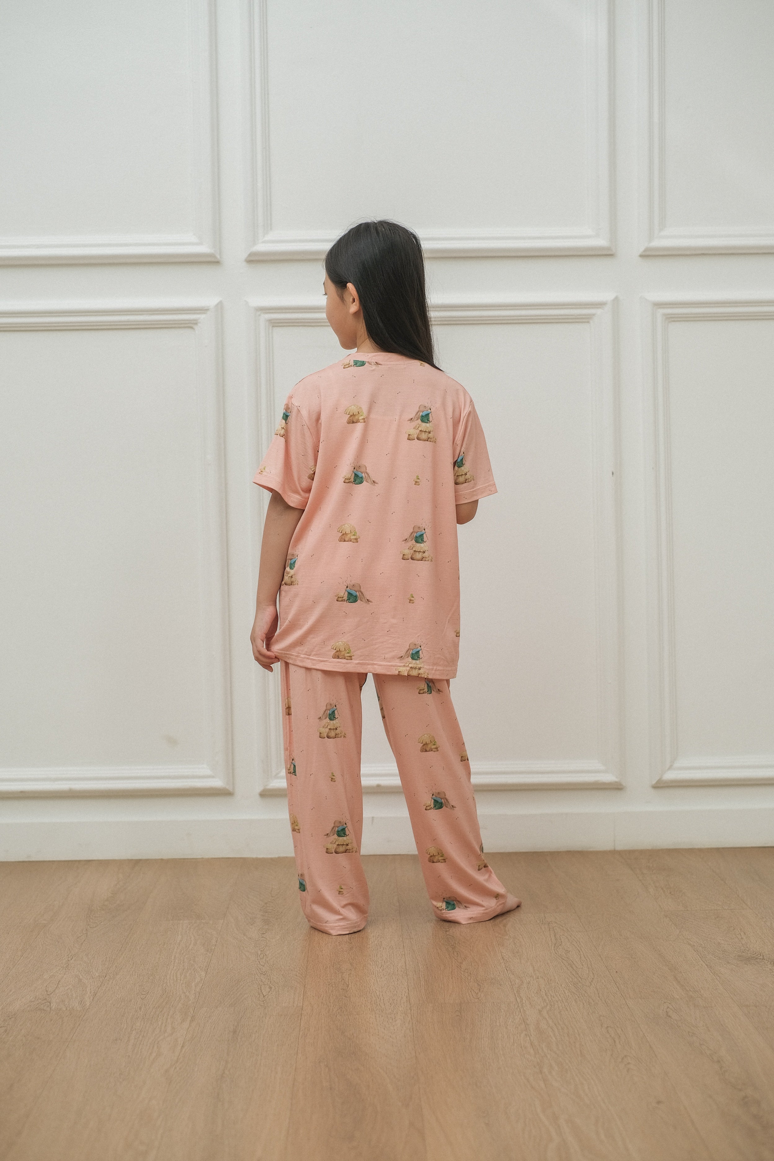 Bunny Rose Bamboo Silk Short Pajamas Set for Kids