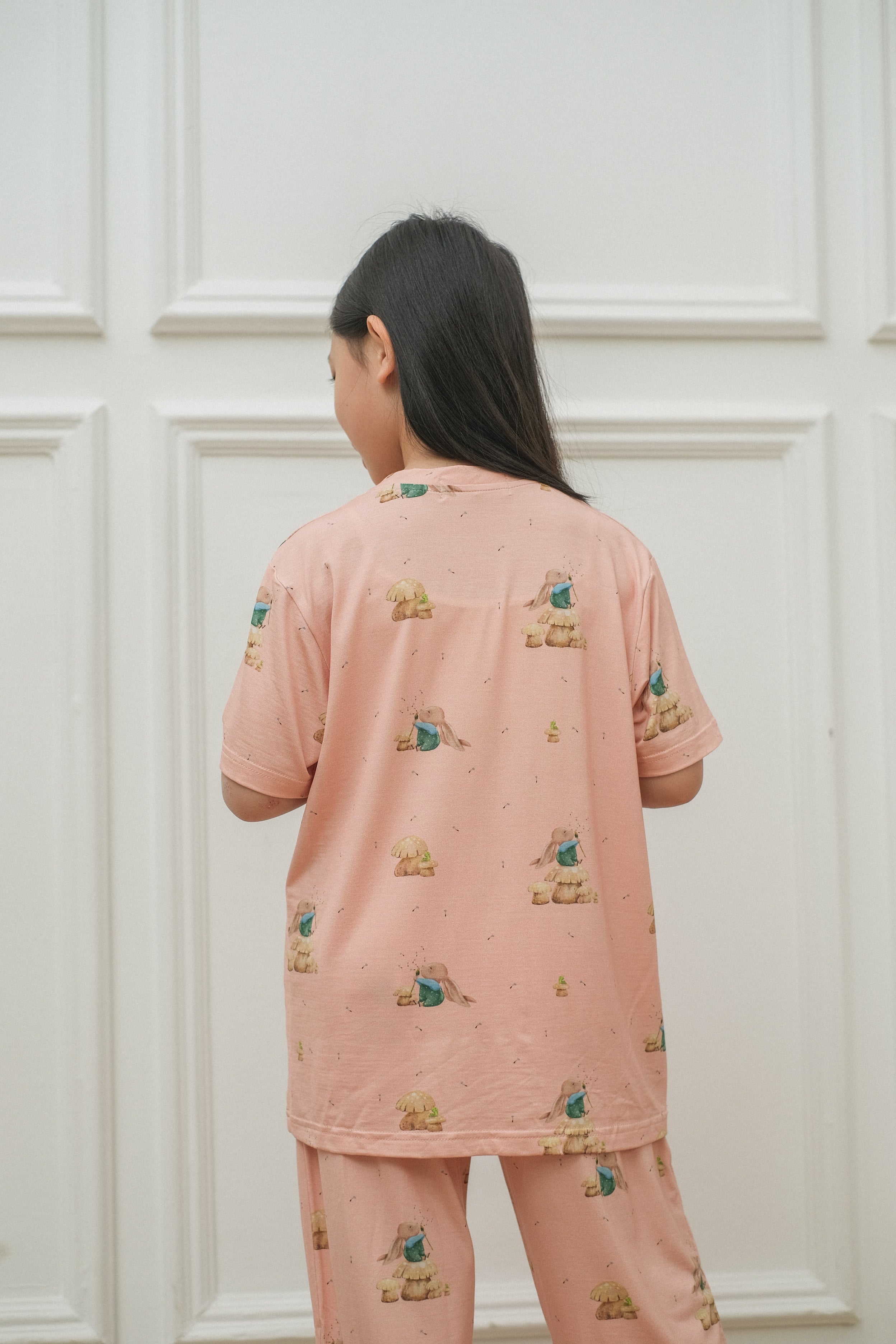 Bunny Rose Bamboo Silk Short Pajamas Set for Kids