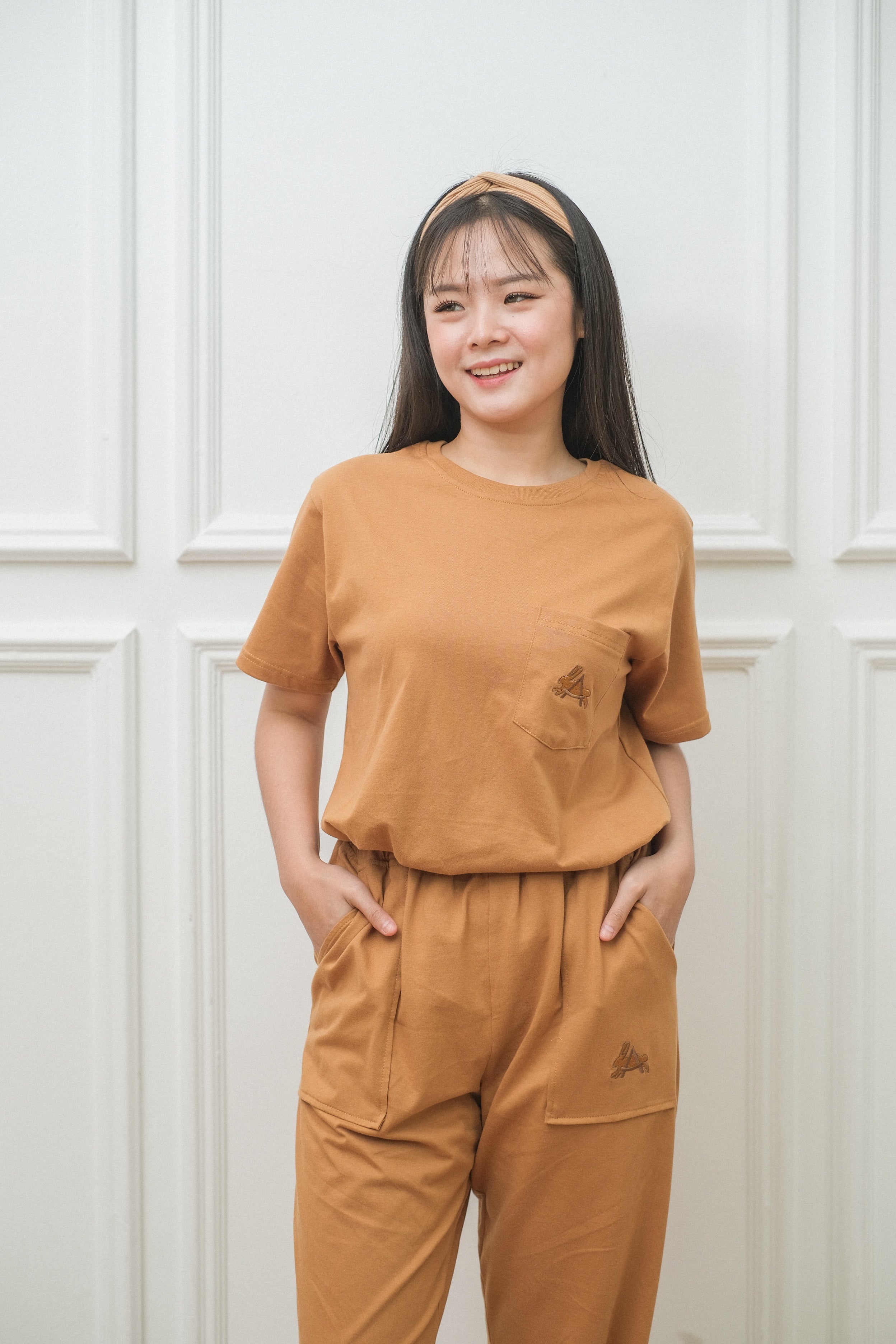 Women Coco Caramel Cotton Long Pajamas Set