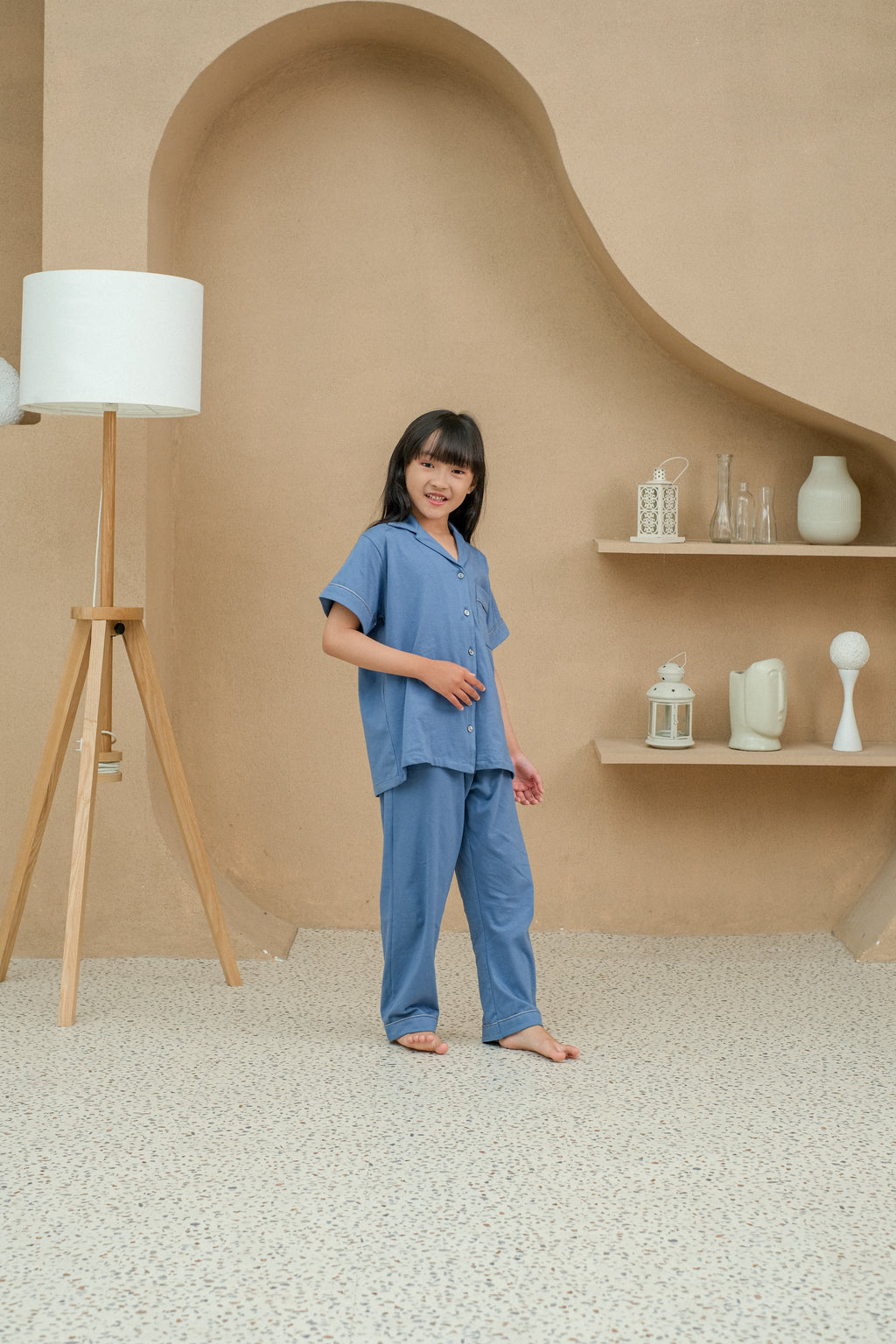 Mason Denim Cotton Short Sleeve Pajamas Set for Kids